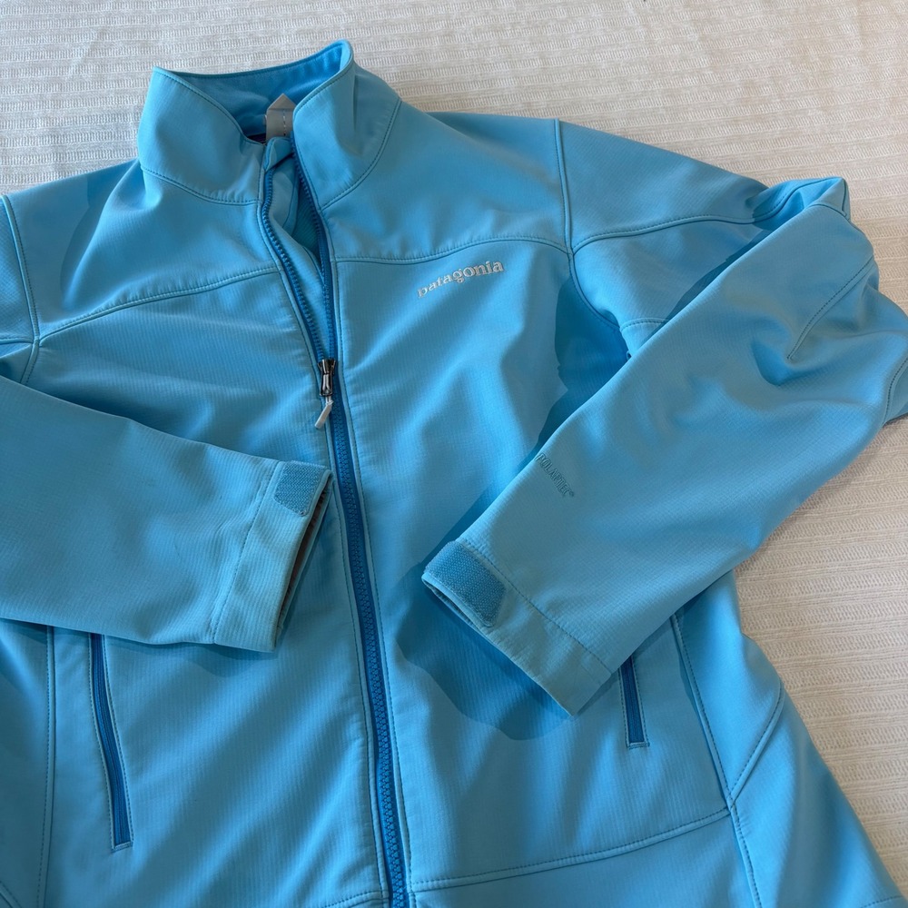 Patagonia Adze Polartec Windbloc Softshell Jacket Womens Medium Sky Blue 83395